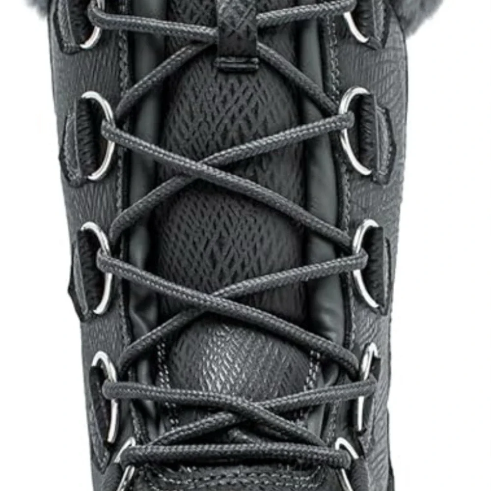 Hobibear Black and‎ Gray Women's Winter Water Proof Snow Boots with Faux Fur